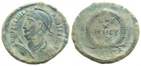 Roman Imperial
Julian II Apostata (361-363 AD) Sirmium.
AE Follis (21.6mm, 3.5g)
Obv: D N FL CL IVLIANVS P F AVG. Diademed, helmeted and cuirassed bus...