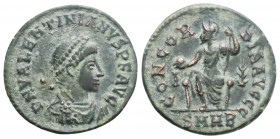 Roman Imperial
Valentinian II (378-383 AD). Heraclea
AE Follis (2.5g, 18.4mm)
Obv: DN VALENTINIANVS PF AVG, pearl diademed, draped, cuirassed bust rig...