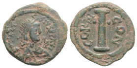 Byzantine
Anastasius I. (491-518 AD) Constantinople mint. 
AE Decannumium (16.6mm, 2.2g) 
Obv: Diademed and draped bust of Anastasius I right 
Rev: CO...