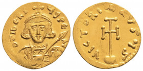 ★ Attractive portrait ★
Byzantine
Tiberius III Apsimar (698-705 AD). Constantinople
AV Semissis (17.9mm, 2.17g)
Obv: D TIbERIVS PE AV. Crowned and...