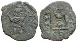 ★ Very Rare ★
Byzantine
Leo III and colleagues (717-741 AD). Constantinople
AE Follis (23.6mm 3g)
Obv: D N O PAM×L Leo standing facing, wearing crown ...