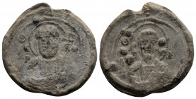Byzantine Lead Seal ( 8th century)
Obv: Facing bust of uncertain saint.
Rev: Facing bust of uncertain saint.
(6.32 g, 22.5 mm diameter)