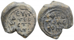 Byzantine Lead Seal ( 6th-7th centuries)
Obv: 4 (four) lines of text.
Rev: 3 (three) lines of text.
(10.1 g, 22 mm diameter)