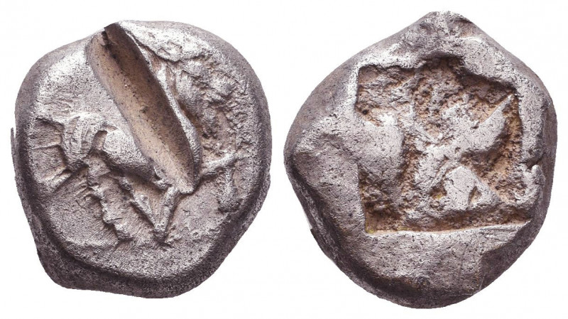Cyclades, Paros AR Drachm. Circa 520-500 BC. Goat kneeling right, within border ...