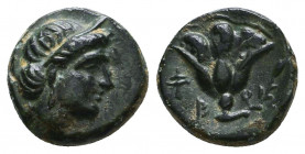 ISLANDS OFF CARIA, Rhodos. Rhodes. Circa 88-85 BC. AE Reference: Condition: Very Fine 

 Weight: 1,3 gr Diameter: 10,1 mm