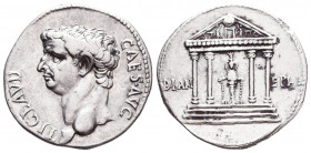 Claudius, 41-54. Cistophorus, Ephesus, circa 41-42. TI•CLAVD CAES•AVG Bare head of Claudius to left. Rev. DIAN - EPHE Tetrastyle temple on podium of f...