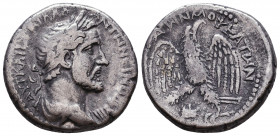 CILICIA, Mopsouestia-Mopsos. Antoninus Pius. AD 138-161. AR Tetradrachm. Bareheaded and draped bust right / Eagle standing facing, head and tail right...
