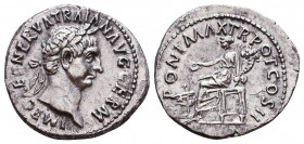 Trajan (AD 98-117). AR denarius Reference: Condition: Very Fine

 Weight: 3,4 gr Diameter: 19,7 mm