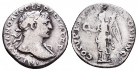 Trajan (AD 98-117). AR denarius Reference: Condition: Very Fine

 Weight: 3,2 gr Diameter: 18,1 mm