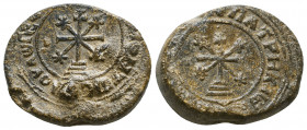 Byzantine Lead Seals, 7th - 13th Centuries. Reference: Condition: Very Fine 

 Weight: 12,8 gr Diameter: 23,8 mm