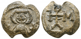 Byzantine Lead Seals, 7th - 13th Centuries. Reference: Condition: Very Fine 

 Weight: 11,9 gr Diameter: 21,9 mm
