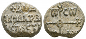 Byzantine Lead Seals, 7th - 13th Centuries. Reference: Condition: Very Fine 

 Weight: 16,2 gr Diameter: 21,7 mm