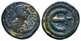 Justinian I AD 527-565. Pentanummium Æ Reference: Condition: Very Fine

 Weight: 4,1 gr Diameter: 19,6 mm