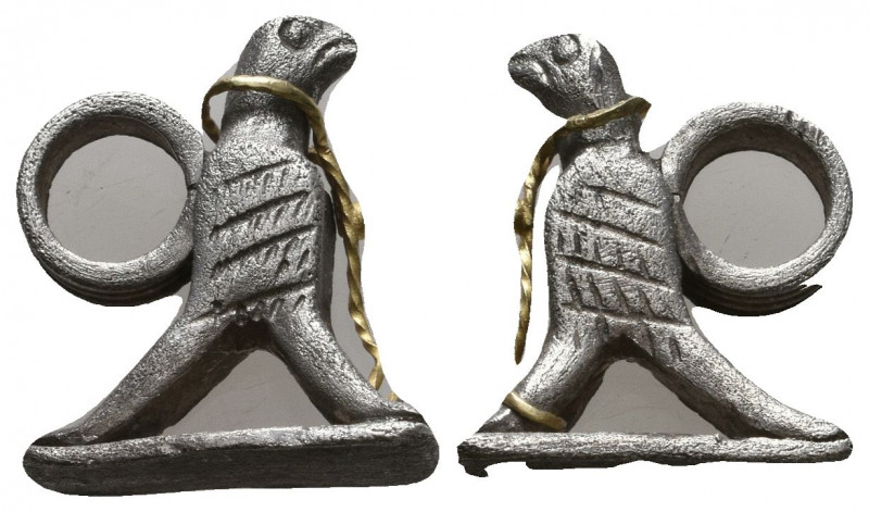 Very Rare Silver eagle pendant. 1st - 2nd century AD.  There is a golden wire im...