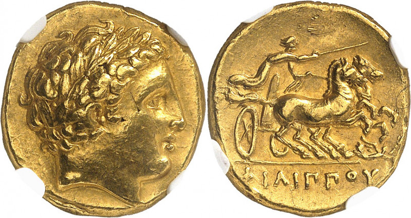 Macédoine (royaume de), Philippe II (359-336 av. J.-C.). Statère d’or ND (359-33...