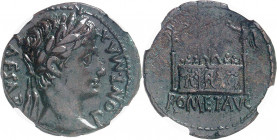 Auguste (27 av. J.-C. - 14 ap. J.-C.). As ND (15-10 av. J.-C.), Lyon.
NGC XF 4/5 3/5 (5783261-001).
Av. CAESAR PONT MAX. Buste lauré à droite. 
Rv....