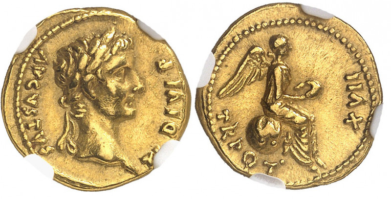 Tibère (14-37). Quinaire 15-16, Lyon.
NGC XF 5/5 3/5 (5783262-001).
Av. TI DIV...