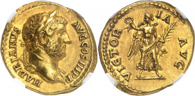 Hadrien (117-138). Aureus 134-138, Rome.
NGC AU* 5/5 4/5 Fine style (5783262-008).
Av. HADRIANVS AVG COS III P P. Buste, la tête laurée, à droite. ...