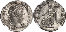 Hadrien (117-138). Denier 119-122, Rome.
NGC MS 5/5 4/5 (6156221-001).
Av. IMP CAESAR TRAIAN HADRIANVS AVG. Buste à droite, la tête laurée et reste ...