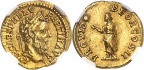 Pertinax (192-193). Aureus 193, Rome.
NGC XF 5/5 2/5 ex-jewelry (5783263-001).
Av. IMP CAES P HELV PERTIN AVG. Buste lauré de Pertinax à droite. 
R...