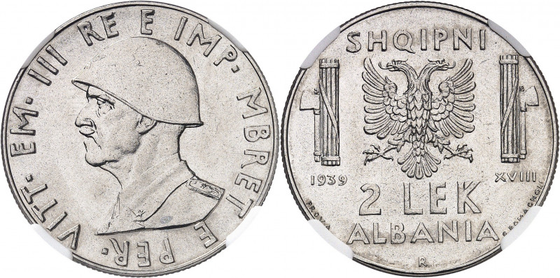 Victor-Emmanuel III (1900-1946). Essai de 2 lek, Flan bruni (PROOF) 1939 - An XV...