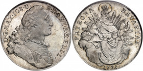 Bavière, Maximilien III Joseph (1745-1777). Thaler 1771, Munich.
PCGS MS64 (40175875).
Av. D. G. MAX. IOS. U. B. D. S. R. I. A. & EL. L. L. Buste à ...