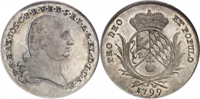 Bavière, Maximilien I (IV) Joseph (1799-1806-1825). Thaler 1799 CD, Munich.
PCG...