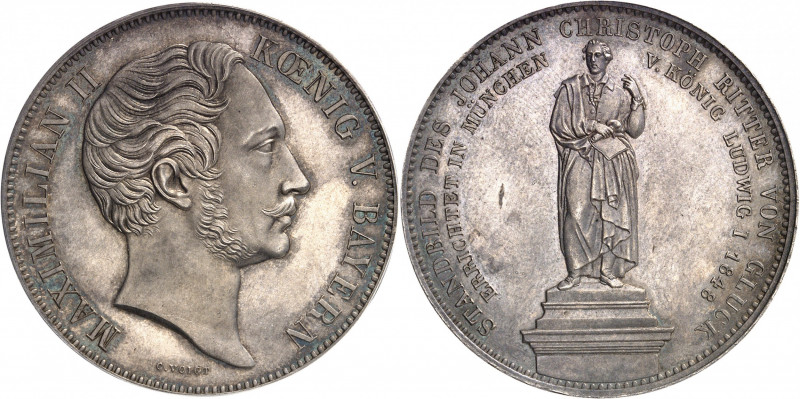 Bavière, Maximilien II (1848-1864). Double thaler commémoratif, statue de Christ...