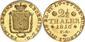 Brunswick-Wolfenbüttel, Charles II, régence de Georges III de Grande-Bretagne (1815-1820). 2 1/2 thalers, aspect Flan Bruni (PROOFLIKE) 1816 FR, Bruns...