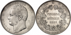 Hesse-Darmstadt, Louis II (1830-1848). 2 thalers ou 3 1/2 florins 1841, Darmstadt.
PCGS MS61 (39807056).
Av. LUDWIG II GROSHERZOG VON HESSEN. Tête n...