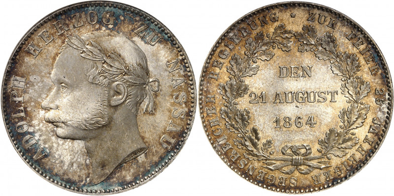 Nassau (duché de), Adolphe (1839-1866). Thaler 1864, Wiesbaden.
NGC MS 66 (1629...