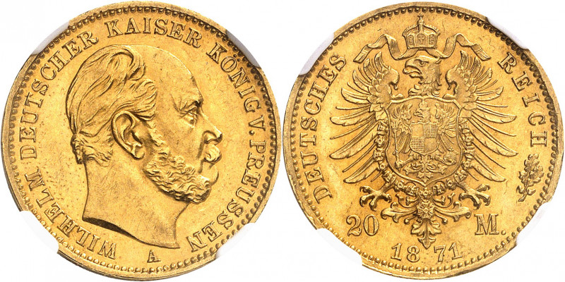 Prusse, Guillaume Ier (1861-1888). 20 mark 1871, A, Berlin.
NGC MS 63 (5785796-...