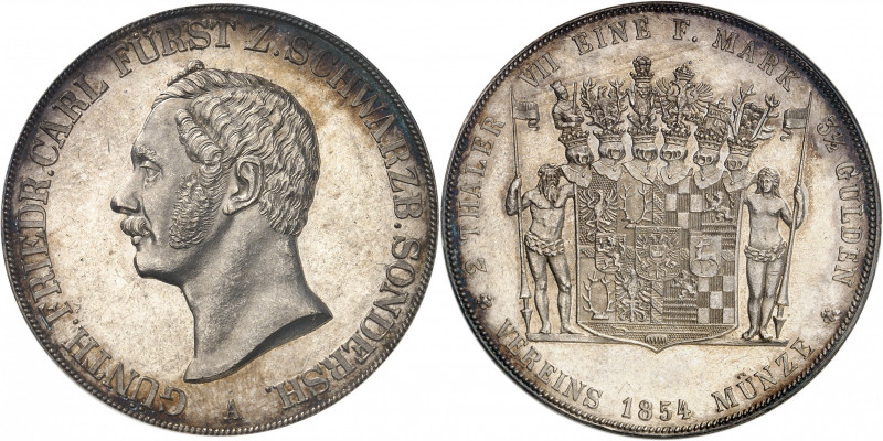 Schwarzbourg-Sonderhausen, Gonthier-Frédéric-Charles II (1835-1880). Double thal...