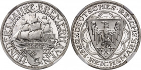 République de Weimar (Empire allemand) (1918-1933). 3 (drei) mark pour les cent ans du Port de Bremerhaven, Flan bruni (PROOF) 1927, A, Berlin.
NGC P...