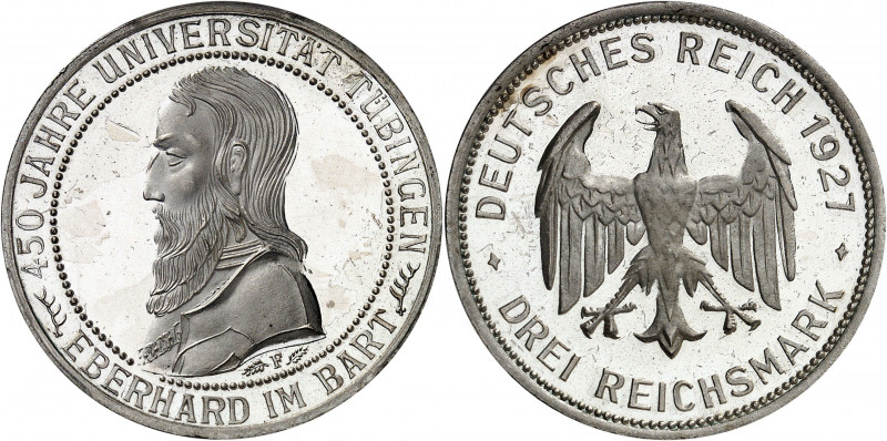 République de Weimar (Empire allemand) (1918-1933). 3 (drei) mark, 450 ans de l’...