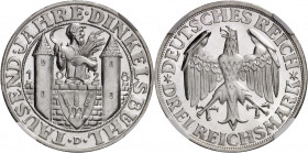 République de Weimar (Empire allemand) (1918-1933). 3 (drei) mark du 1000e anniversaire de Dinkelsbühl, Flan bruni (PROOF) 1928, D, Munich.
NGC PF 67...