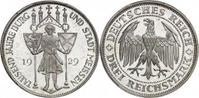 République de Weimar (Empire allemand) (1918-1933). 3 (drei) mark du 1000e anniversaire de Meissen, Flan bruni (PROOF) 1929, E, Muldenhutten.
PCGS PR...