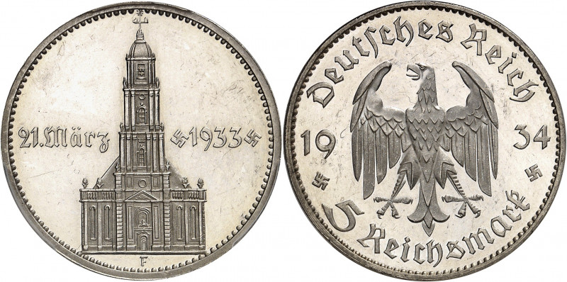 IIIe Reich (1933-1945). 5 mark Journée de Postdam (21 mars 1933), Flan bruni (PR...