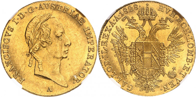 François Ier (1806-1835). Ducat 1828, A, Vienne.
NGC MS 62 (5785796-057).
Av. ...