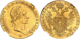 François Ier (1806-1835). Ducat 1828, A, Vienne.
NGC MS 62 (5785796-057).
Av. FRANCISCVS I: D: G: AVSTRIAE: IMPERATOR. Buste lauré à droite, au-dess...