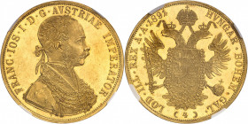 François-Joseph Ier (1848-1916). 4 ducats, aspect Flan bruni (PROOFLIKE) 1891, Vienne.
NGC MS 62 PL (5784009-097).
Av. FRANC. IOS. I. D. G. AVSTRIAE...