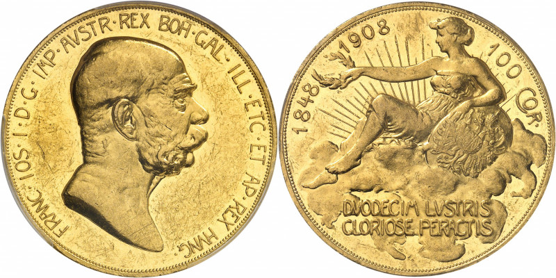 François-Joseph Ier (1848-1916). 100 corona, 60e anniversaire de règne 1908, Kre...