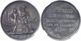 Pierre II (1831-1889). Médaille, débarquement du Prince de Joinville par Azevedo 1838, Rio de Janeiro.
NGC MS 62 (6143412-015).
Av. La Personnificat...