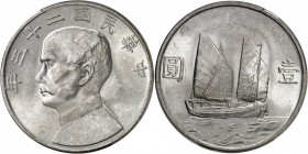République de Chine (1912-1949). Dollar, Sun Yat-Sen An 23 (1934).
PCGS MS62 (34927999).
Av. Légende en caractères chinois. Buste de profil de Sun Y...