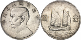 République de Chine (1912-1949). Dollar, Sun Yat-Sen An 23 (1934).
PCGS Genuine Cleaned-AU Detail (43192265).
Av. Légende en caractères chinois. Bus...