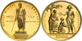 Nouvelle-Grenade (République de). Médaille d’Or, statue de Simon Bolivar “El Libertador” de Pietro Tenerani, et abolition de l’esclavage, par C. Voigt...