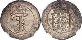 Frédéric III (1648-1670). Krone (4 mark) 1669 GK, Copenhague.
NGC MS 62 (5975642-007).
Av. DOMINVS PROVIDEBIT. Chiffre couronné du Roi Frédéric III....