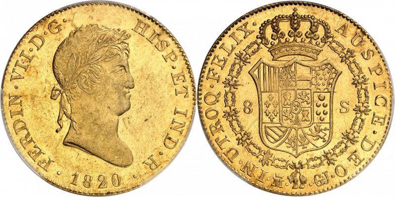 Ferdinand VII (1808-1833). 8 escudos 1820 GJ, M, Madrid.
PCGS MS62 (44031048)....