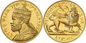 Ménélik II (1889-1913). Médaille monétiforme au module d’un talar (gold talari) EE 1889 (1897 - c.1960), Londres (J. Pinches).
Av. Légende circulaire...
