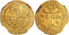 Henri VI d'Angleterre (1422-1453). Salut d’or 2e émission ND (1422), léopard, Rouen.
NGC MS 62 (5785796-069).
Av. (atelier) HENRICVS: DEI: GRA: FRAC...